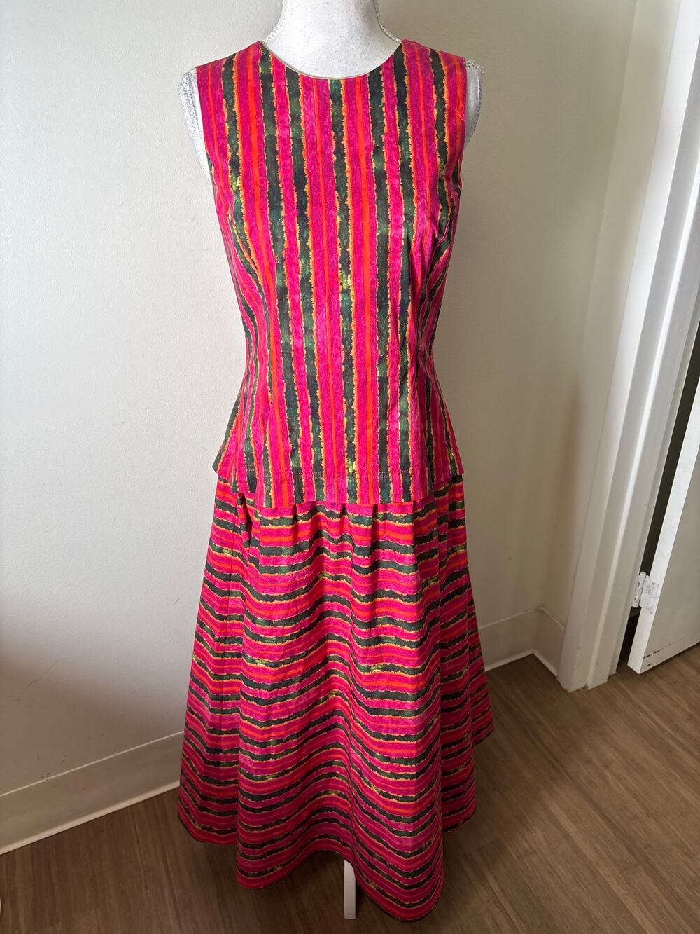 Amir Taghhi SPink Orange Green Sleeveless Sara Maxi Dress Sz 4